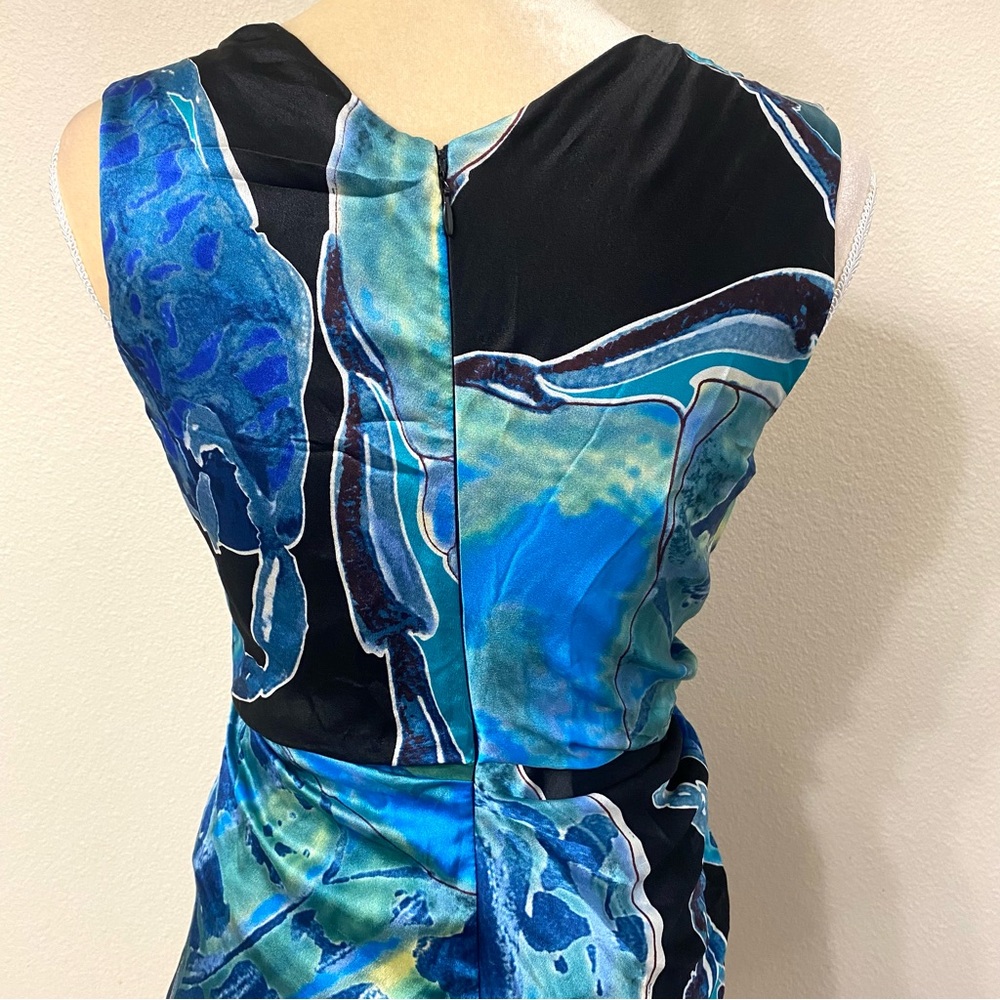 Diane Von Furstenberg Silk Drapey Watercolor Print Dress - Picture 6 of 11
